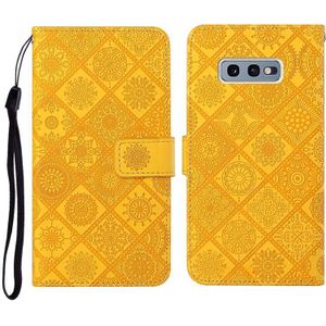 For Samsung Galaxy S10e Ethnic Style Embossed Pattern Horizontal Flip Leather Case with Holder & Card Slots & Wallet & Lanyard(Yellow)