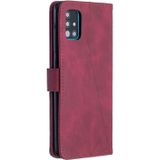 For Samsung Galaxy A51 Rhombus Texture Magnetic Buckle Horizontal Flip Leather Case with Holder & Card Slots & Wallet & Photo Frame(Red)