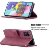 For Samsung Galaxy A51 Rhombus Texture Magnetic Buckle Horizontal Flip Leather Case with Holder & Card Slots & Wallet & Photo Frame(Red)