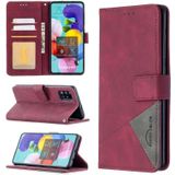 For Samsung Galaxy A51 Rhombus Texture Magnetic Buckle Horizontal Flip Leather Case with Holder & Card Slots & Wallet & Photo Frame(Red)