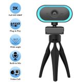 C11 2K Picture Quality HD Without Distortion 360 Degrees Rotate Built-in Microphone Sound Clear Webcams with Tripod(Blue)