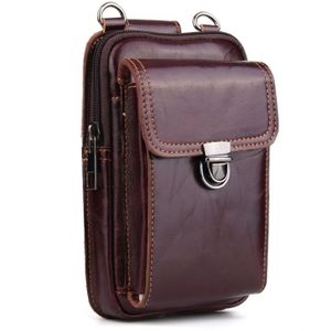 5.1-6.3 inch 008 Universal Crazy Horse Texture Cowhide Vertical Section Waist Bag with Oblique Lanyard  For iPhone Samsung  Sony  Huawei  Meizu  Lenovo  ASUS  Cubot  Oneplus  Xiaomi  Ulefone  Letv  DOOGEE  Vkworld  and other Smartphones (Brown)