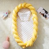 Cotton Woven Folding Portable Crib Bed Bionic Removable and Washable Manual Fence Three-dimensional Protective Crib(Yellow)