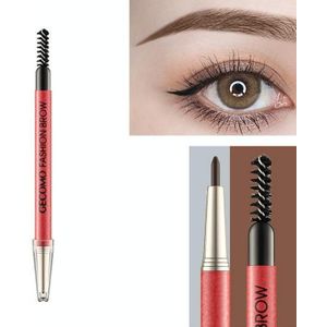 GECOMO 2 Set Automatic Rotation Double-Headed Eyebrow Pencil With Eyebrow Card And Replacement Refills Waterproof And Non-Smudged(1 Deep Brown)