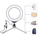PULUZ 6.2 inch 16cm USB RGBW Dimmable LED Ring Vlogging Photography Video Lights  with Cold Shoe Tripod Ball Head & Remote Control (Black)