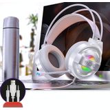 YINDIAO Q3 USB + Dual 3.5mm Wired E-sports Gaming Headset with Mic & RGB Light  Cable Length: 1.67m(White)