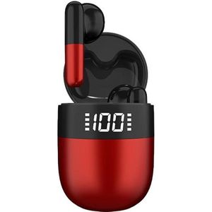 J28 TWS Wireless Bluetooth Earphones LED Digital Display HIFI Music Sport Earphone(Red)