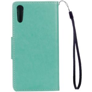 For Sony Xperia XZ Butterflies Love Flowers Embossing Horizontal Flip Leather Case with Holder & Card Slots & Wallet & Lanyard(Green)