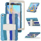 For Samsung Galaxy Tab A 10.1 (2019) T510 3-Layer Protection  Screen Frame + PC + Silicone Shockproof Combination Case with Holder(Colorful Blue)