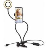 Makeup USB Selfie Ring Light with Clip Lazy Bracket Cell Phone Holder Stand  With 3-Light Mode  10-Level Brightness LED Desk Lamp  Compatible with iPhone / Android  for Live Stream  KTV  Live Broadcast  Live Show  etc