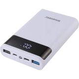 HAWEEL DIY 4x 18650 Battery (Not Included) 12000mAh Dual-way QC Charger Power Bank Shell Box with 2x USB Output & Display  Support QC 2.0 / QC 3.0 / FCP / SFCP /  AFC / MTK / BC 1.2 / PD(White)