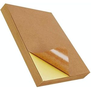 GYNP8081 100 PCS Laser Inkjet Mark Sticker A4 Kraft Paper Self-Adhesive Printing Paper  Colour: Dark