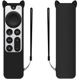 Cat Ears Shape Silicone Protective Case Cover For Apple TV 4K 4th Siri Remote Controller(Black)