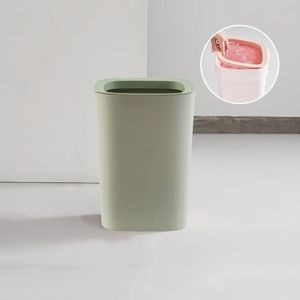 Living Room Household Large Kitchen Bathroom Trash Can with Press-ring(Green)