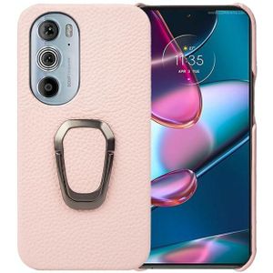 Voor Motorola Moto Edge 30 Pro Ringhouder Litchi-textuur Lederen telefoonhoes