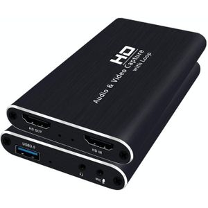Z34 HDMI Female + Mic to HDMI Female + Audio + USB HD Video & Audio Capture Card with Loop