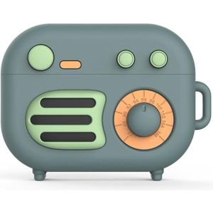 2 stks Retro Radio Vorm Beschermende Cover Siliconen Case voor Airpods Pro  Kleur: Groen