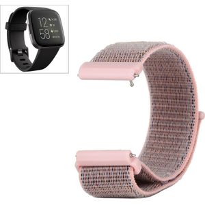 For Fitbit Versa / Versa 2 Nylon Watchband with Hook and Loop Fastener(Pink)