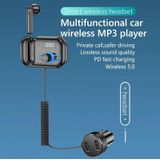 T2 FM Transmitter Hands-free Headphone Kit Headphone MP3 Player Private Call USB PD Quick Charge Audio Receiver