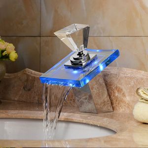 LED Waterfall Faucet Colorful Temperature Control Color-changing Anti-scalding Faucet