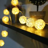 20 LEDs Rattan Balls Lights Fairy Holiday Christmas Outdoor LED Decorative Lamp  Style:4m Battery Style(Coffee +White)