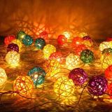 20 LEDs Rattan Balls Lights Fairy Holiday Christmas Outdoor LED Decorative Lamp  Style:4m Battery Style(Coffee +White)