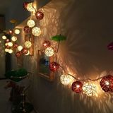 20 LEDs Rattan Balls Lights Fairy Holiday Christmas Outdoor LED Decorative Lamp  Style:4m Battery Style(Coffee +White)