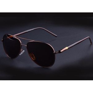 Men Oversized Aviation Metal Frame Spring Temple Polarized Sunglasses Male  Pilot Male Driving Sun Glasses(Coffee Frame )