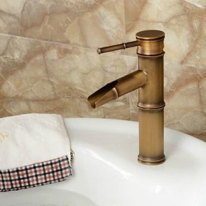 Antique Retro Hot Cold Water Bathroom Counter Basin Bamboo Waterfall Basin Copper Faucet  Specifications:Breaking 2 Knots