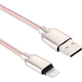 1M Woven Style Metal Head 108 Copper Cores 8 Pin to USB Data Sync Charging Cable  For iPhone XR / iPhone XS MAX / iPhone X & XS / iPhone 8 & 8 Plus / iPhone 7 & 7 Plus / iPhone 6 & 6s & 6 Plus & 6s Plus / iPad(Pink)