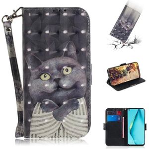 Voor Huawei nova 7i 3D Painting Horizontale Flip Lederen Case met Holder & Card Slot & Wallet & Lanyard(Embrace the cat)