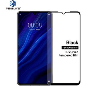 PINWUYO 9H 3D Curved Tempered Glass Film for HUAWEI P30?black?