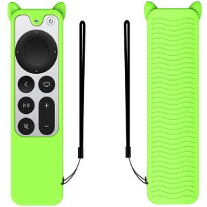 Cat Ears Shape Silicone Protective Case Cover For Apple TV 4K 4th Siri Remote Controller(Luminous Green)