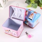 Children Cartoon Saving Small Coin Storage House Piggy Bank(Blue)