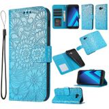 For Samsung Galaxy A5 (2017) Skin Feel Embossed Sunflower Horizontal Flip Leather Case with Holder & Card Slots & Wallet & Lanyard(Blue)