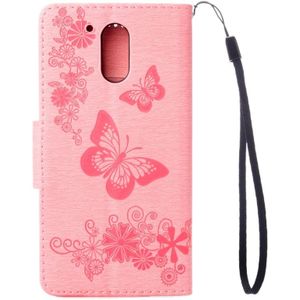 For Motorola Moto G (4rd gen) Plus Pressed Flowers Butterfly Pattern Leather Case with Holder & Card Slots & Wallet(Pink)