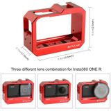 PULUZ Aluminum alloy Frame Mount Protective Case Cage with Cold Shoe Base Slot & Tripod Base Adapter for Insta360 One R(Red)