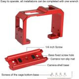 PULUZ Aluminum alloy Frame Mount Protective Case Cage with Cold Shoe Base Slot & Tripod Base Adapter for Insta360 One R(Red)