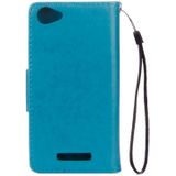 For Wiko Lenny3 Max Pressed Flowers Pattern Horizontal Flip Leather Case with Holder & Card Slots & Wallet(Blue)