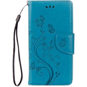 For Wiko Lenny3 Max Pressed Flowers Pattern Horizontal Flip Leather Case with Holder & Card Slots & Wallet(Blue)