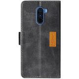 For Xiaomi Pocophone F1 Retro Texture Contrast Color Side Buckle Horizontal Flip Leather Case with Holder & Card Slots & Wallet(Black)