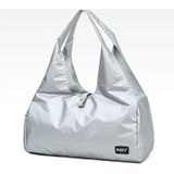 Soft Nylon Cloth Shoulder Sports Gym Yoga Handbag (Silver)
