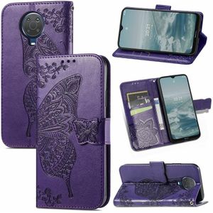 For Nokia 6.3 Butterfly Love Flower Embossed Horizontal Flip Leather Case with Bracket / Card Slot / Wallet / Lanyard(Dark Purple)