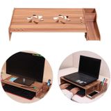 Elevated Wood Computer Monitor Stand Riser Laptop Shelf Desk Organizer with Keyboard Storage