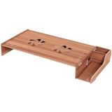 Elevated Wood Computer Monitor Stand Riser Laptop Shelf Desk Organizer with Keyboard Storage