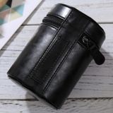 Medium Lens Case Zippered PU Leather Pouch Box for DSLR Camera Lens  Size: 13*9*9cm(Black)