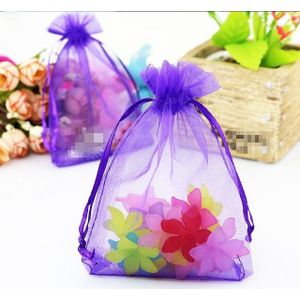 100 PCS Organza Gift Bags Jewelry Packaging Bag Wedding Party Decoration  Size: 7x9cm(D12 Purple)