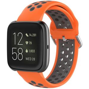 For Fitbit Versa 2 / Versa / Versa Lite 23mm Clasp Two Color Sport Wrist Strap Watchband(Orange + Grey)