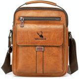 WEIXIER 8683 Large Capacity Retro PU Leather Men Business Handbag Crossbody Bag (Light Brown)