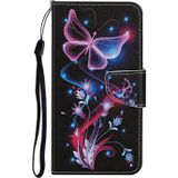 For iPhone 8 / 7 Colored Drawing Pattern Horizontal Flip Leather Case with Holder & Card Slots & Wallet(Fluorescent Butterfly)